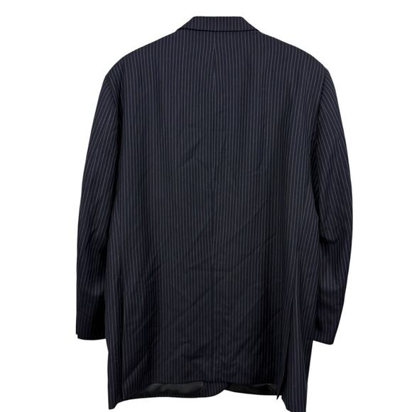 Bachrach Navy 3 Button 2 Piece Suit Jacket Pants Pinstriped Mens sz 46 Long - Picture 14 of 16